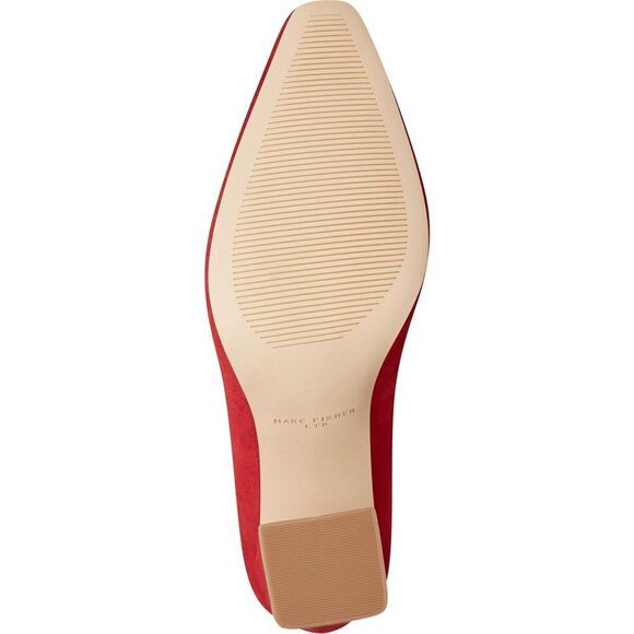 Marc Fisher LTD 3” Yalina Leather Pointed Toe Block Heel Pump Red 5